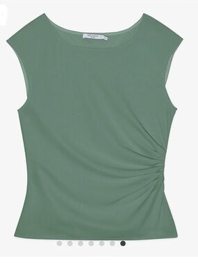 M.M. Lafleur Sleeveless Brooke Definition Draped Shell Top in Sage Green NWT